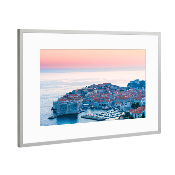 Poster mit Rahmen Silber "Dubrovnik bei Sonnenuntergang" artboxONE - Städte,Reise