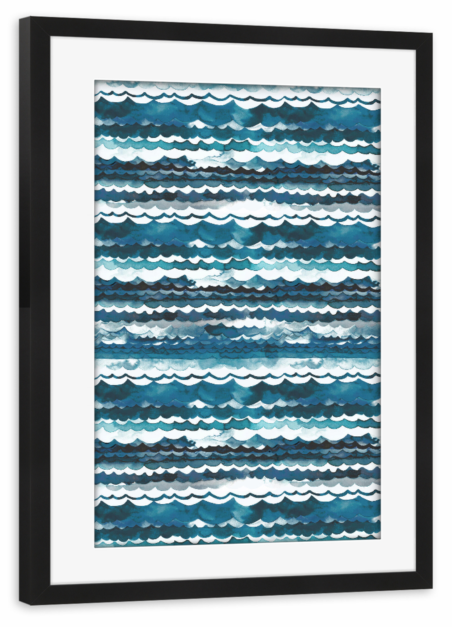 Poster mit Rahmen schwarz "Meeresstrand Wellen" artboxONE - Natur,Abstrakt,Städte / Barcelona