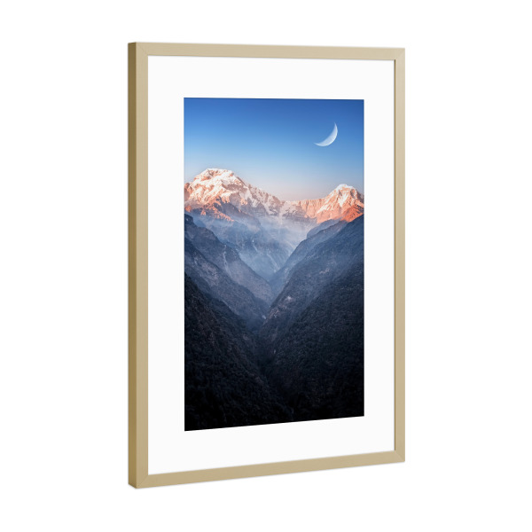 Poster mit Rahmen Gold "Himalaya-Dämmerung" artboxONE - Natur,Reise,Reise / Asien,Reise / Länder