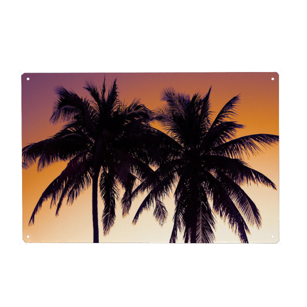 Holzbild "Sonnenuntergang hinter Palmen" artboxONE - Natur,Reise,Floral,Reise / Strand und Meer,Reise / Länder