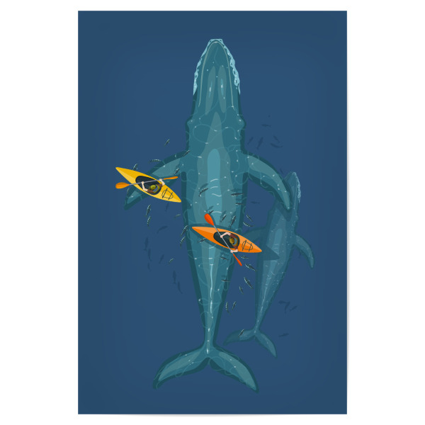 Poster "Kanus auf Walfamilie" artboxONE - Tiere