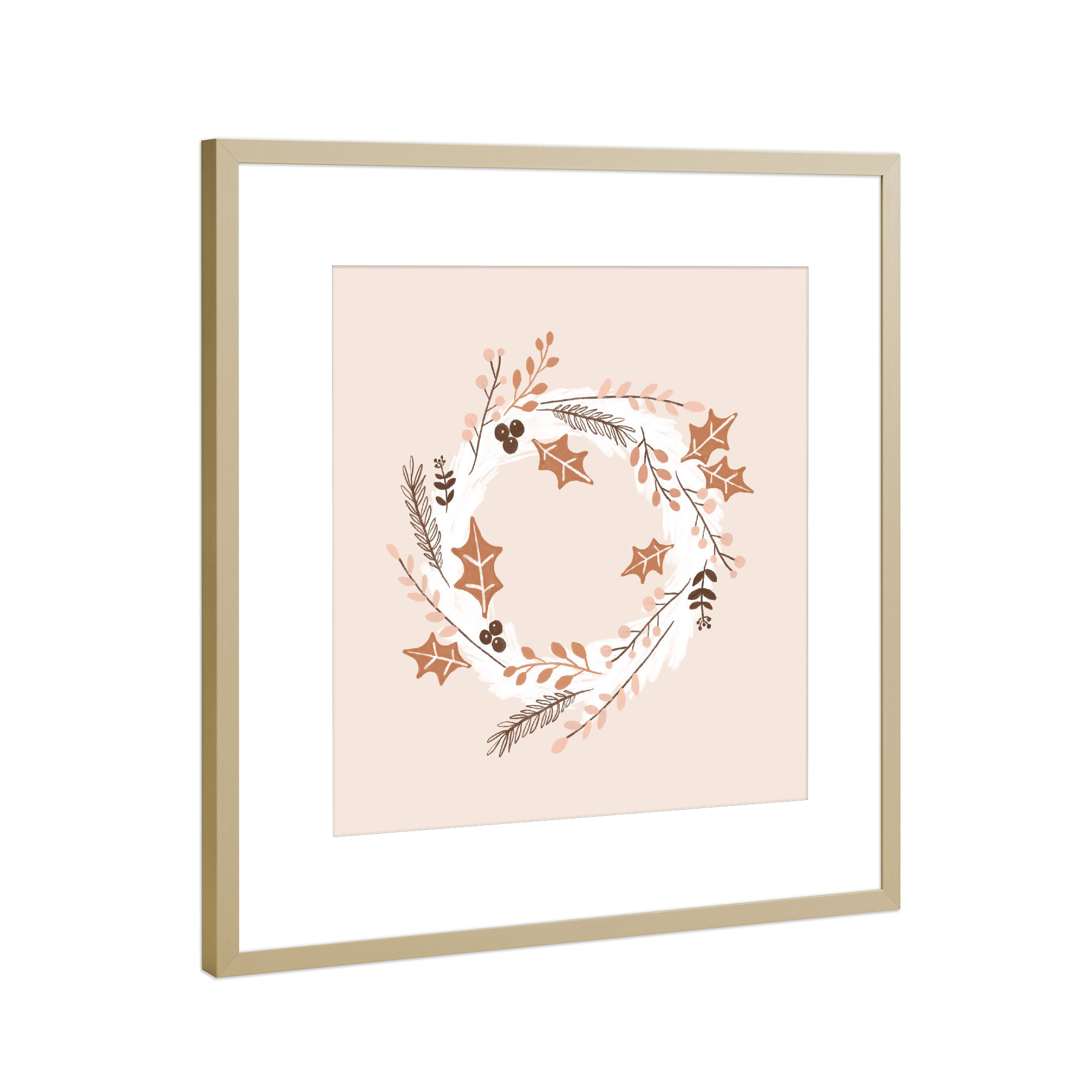 Poster mit Rahmen Gold "Weihnachtskranz Illustration" artboxONE - Natur,Floral,Weihnachten,Arcadia,Festivals