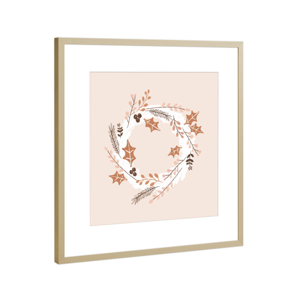 Poster mit Rahmen Gold "Weihnachtskranz Illustration" artboxONE - Natur,Floral,Weihnachten,Arcadia,Festivals