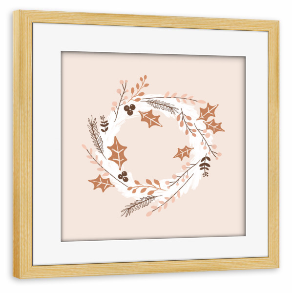 Poster mit Rahmen kiefer "Weihnachtskranz Illustration" artboxONE - Natur,Floral,Weihnachten,Arcadia,Festivals