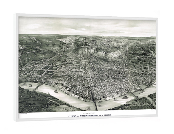 Poster mit weißem Rahmen "Alte Karte von Cincinnati - Ohio" artboxONE - Kartografie