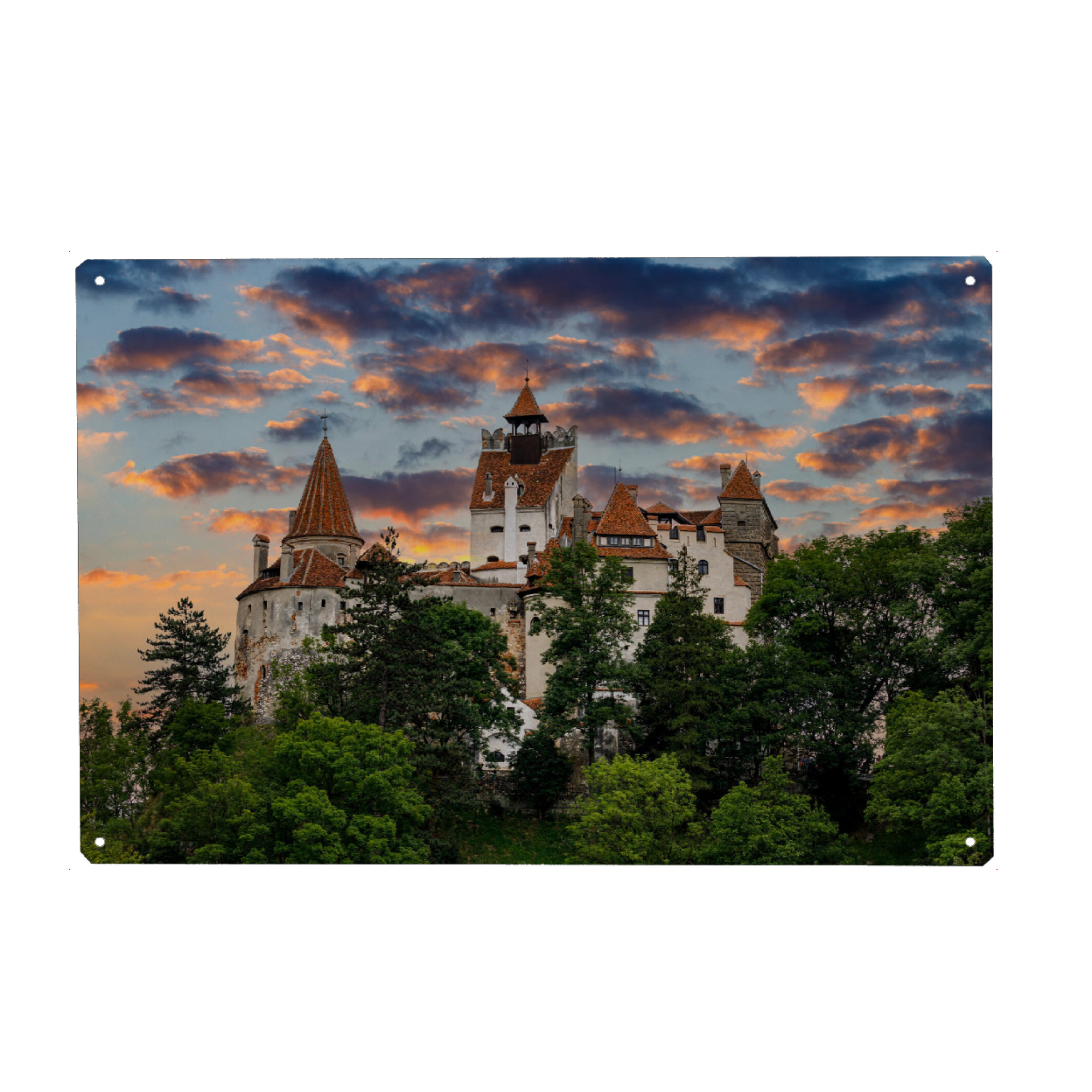Metall Poster "Schloss Bran in Rumänien" artboxONE - Städte,Natur,Reise,Architektur