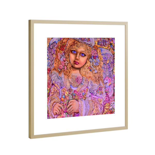 Poster mit Rahmen Gold "Weihnachtslichter Engel bunt" artboxONE - Menschen,Weihnachten - Engel,Weihnachten,Lichter,Glücklich,Fantasie,Religion