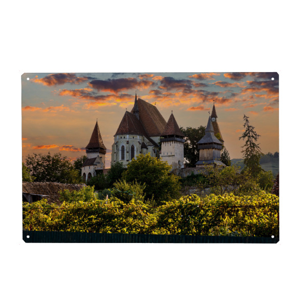 Holzbild "Kirchenburg Birthaelm" artboxONE - Städte,Natur,Reise,Architektur