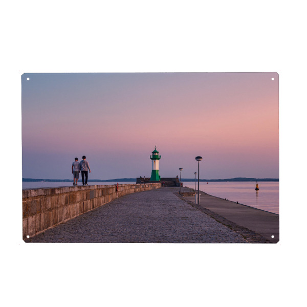 Holzbild "Sonnenuntergang an der Mole" artboxONE - Natur,Reise,Architektur,Reise / Strand und Meer