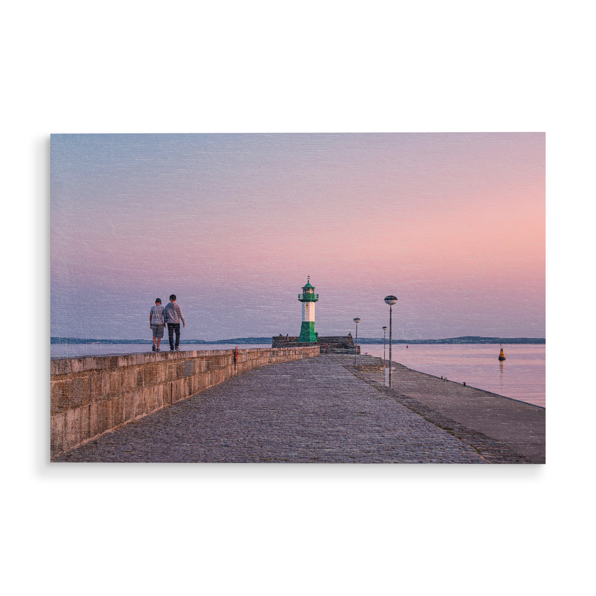 Holzbild "Sonnenuntergang an der Mole" artboxONE - Natur,Reise,Architektur,Reise / Strand und Meer