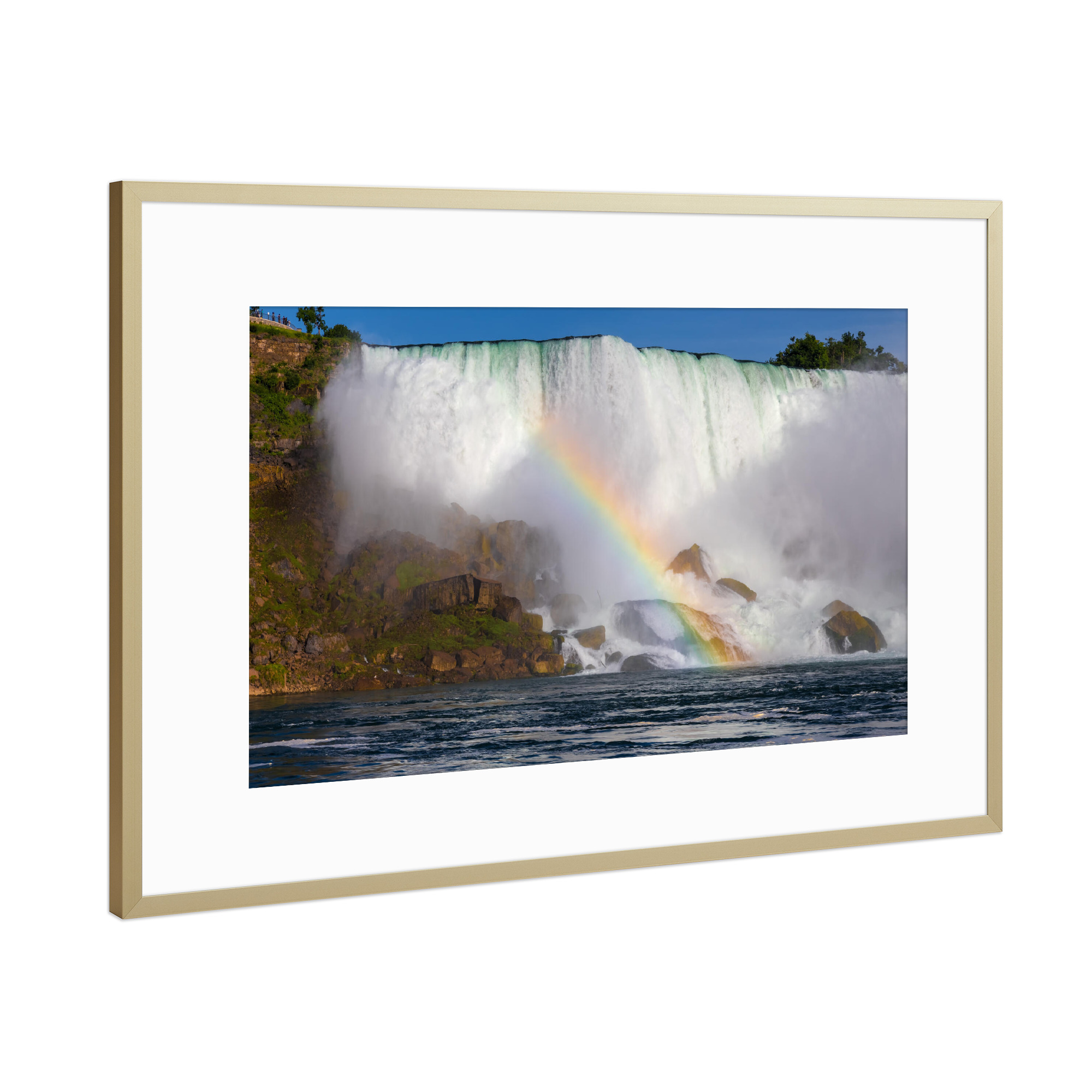 Poster mit Rahmen Gold "Niagarafälle und Regenbogen" artboxONE - Natur,Reise