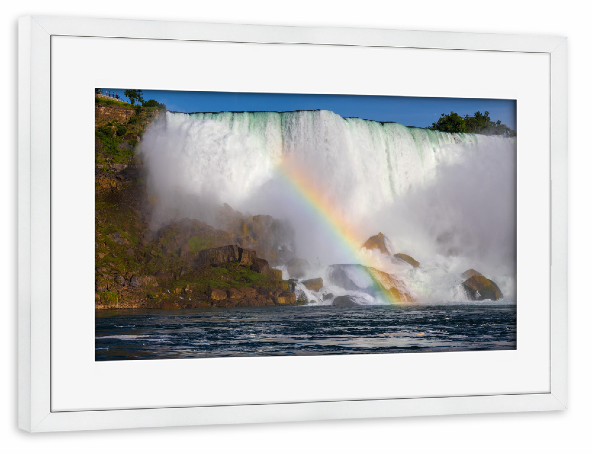Poster mit Rahmen weiß "Niagarafälle und Regenbogen" artboxONE - Natur,Reise