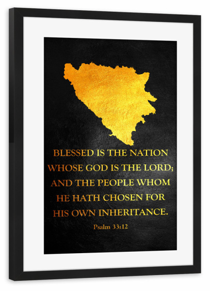 Poster mit Rahmen schwarz "Bosnien und Herzegowina Gold" artboxONE - Reise / Länder - Gold,Karte,Bosnien und herzegowina