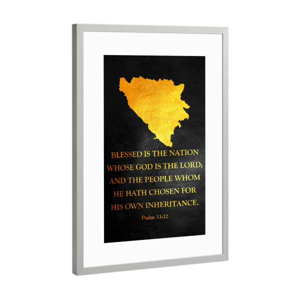 Poster mit Rahmen Silber "Bosnien und Herzegowina Gold" artboxONE - Reise / Länder - Gold,Karte,Bosnien und herzegowina
