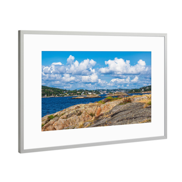 Poster mit Rahmen Silber "Felsen, Küste, Arendal" artboxONE - Natur,Reise,Architektur,Reise / Strand und Meer,Reise / Länder