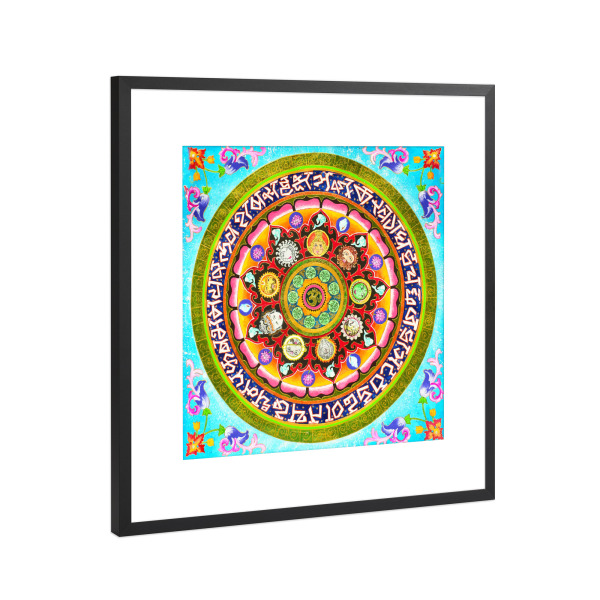 Poster mit Rahmen Schwarz (Metallic) "Chakra-Mandala" artboxONE - Abstrakt