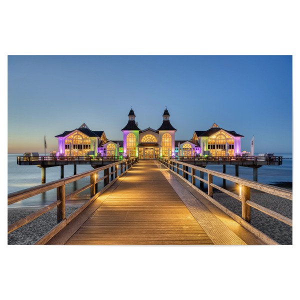 Poster 30x20 cm "Seebrücke in Sellin am Abend" artboxONE - Reise,Architektur,Reise / Strand und Meer