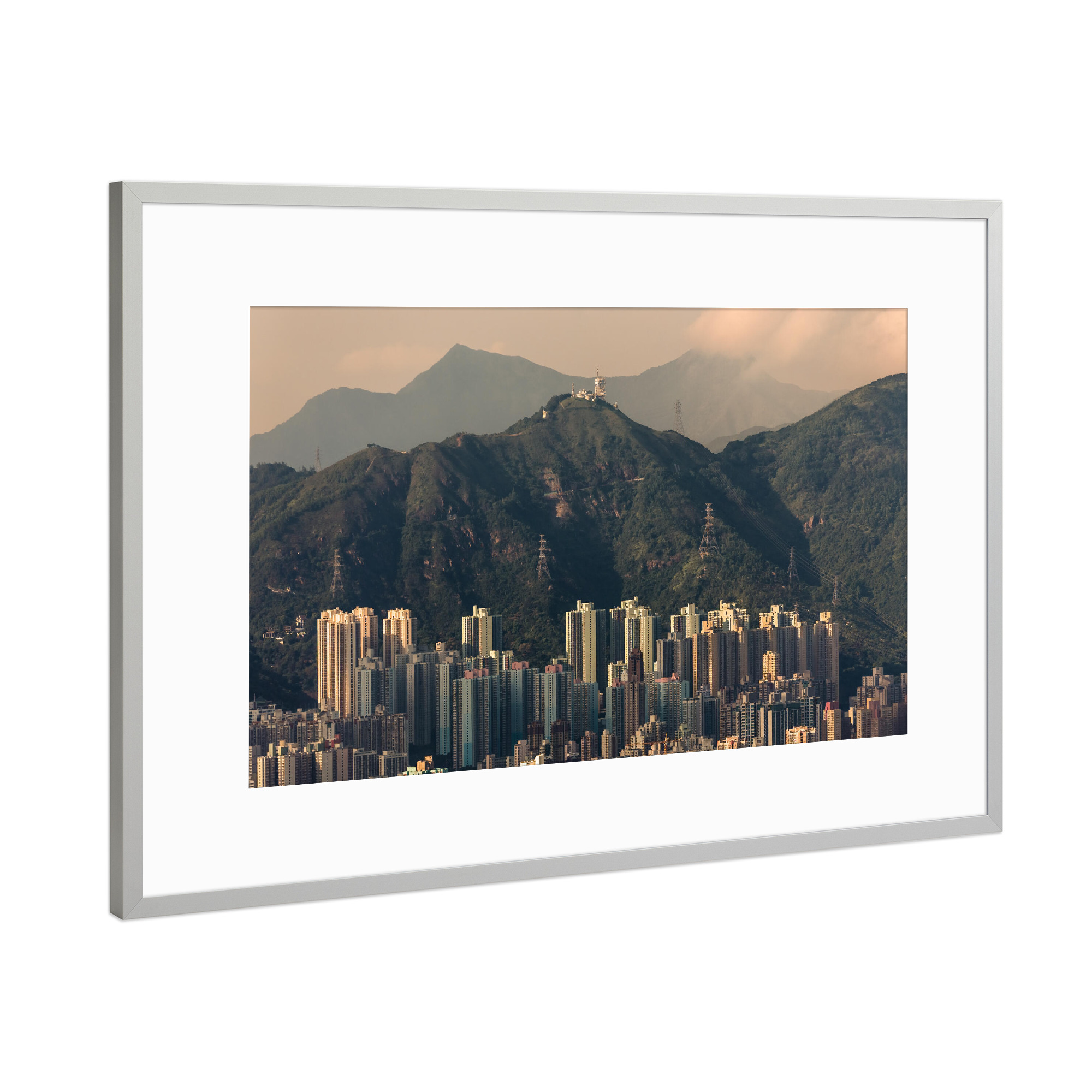 Poster mit Rahmen Silber "Berge von Hongkong" artboxONE - Städte,Architektur,Reise / Asien