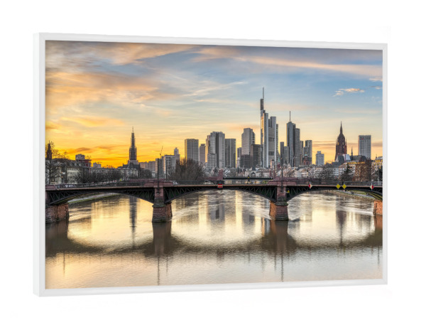 Poster mit weißem Rahmen "Sonnenuntergang in Frankfurt" artboxONE - Reise,Architektur,Städte / Frankfurt