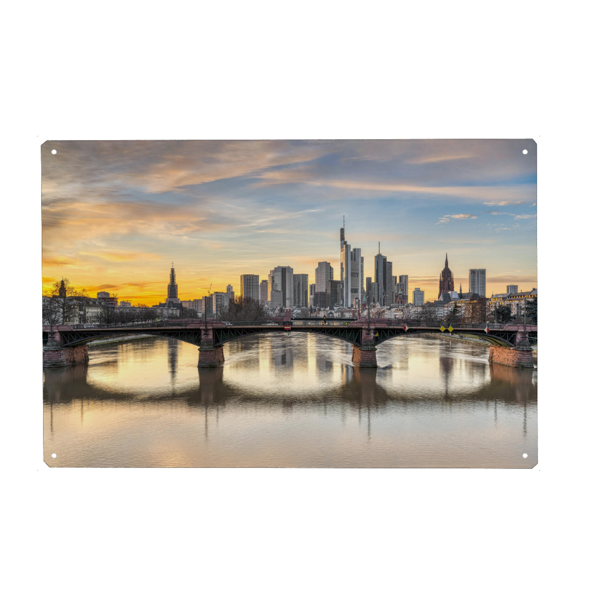 Holzbild "Sonnenuntergang in Frankfurt" artboxONE - Reise,Architektur,Städte / Frankfurt