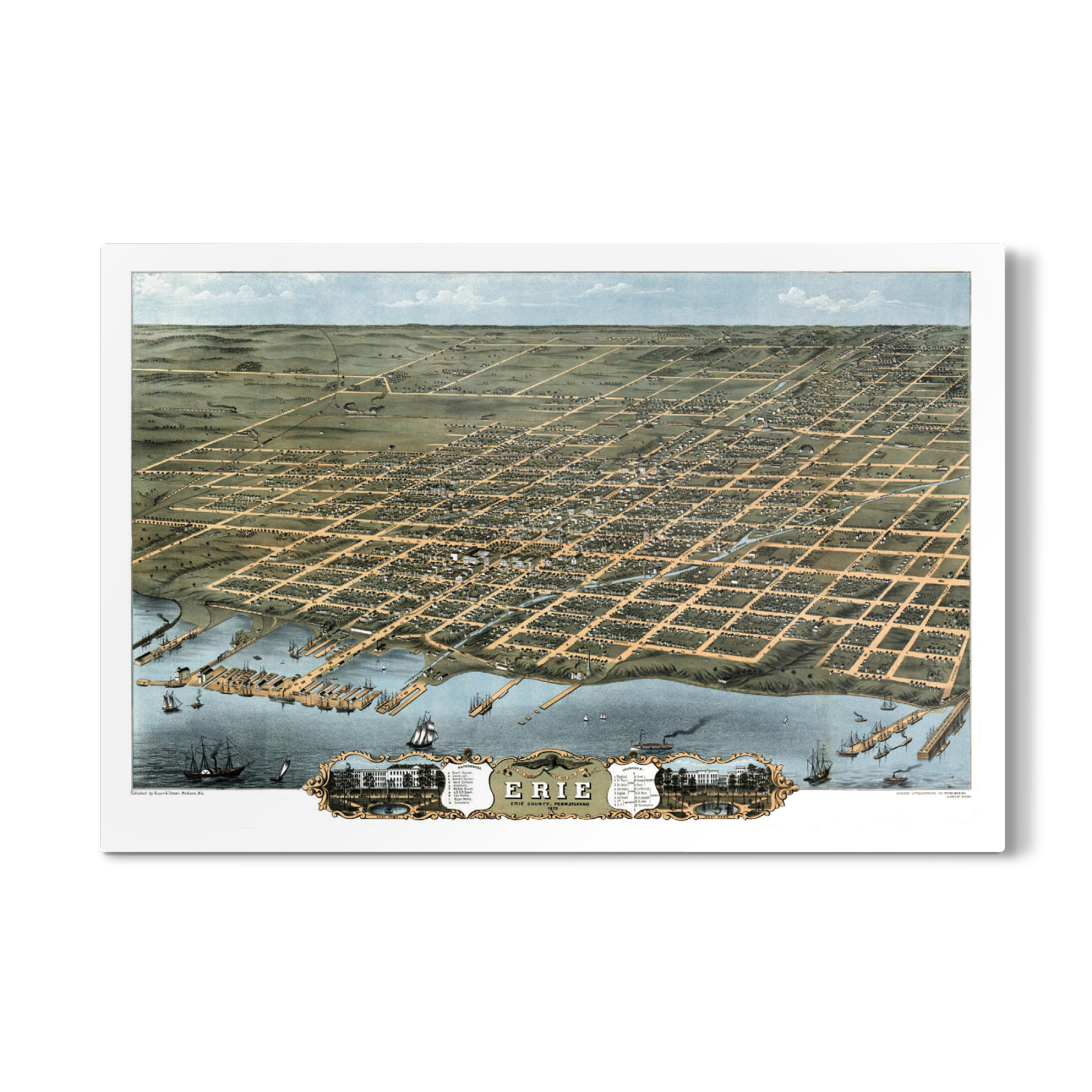 Galerie-Print "Alte Karte der Stadt Erie" 75x50 cm artboxONE