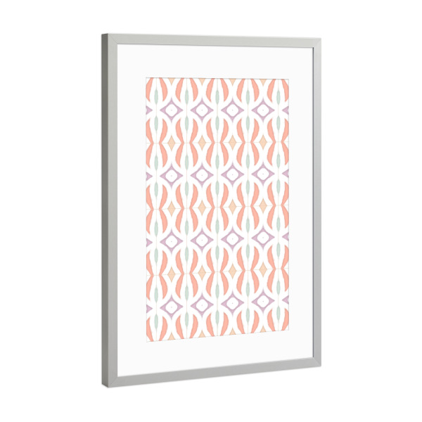Poster mit Rahmen Silber "Pastell-Deco-Muster-Fliesen" artboxONE - Geometrie