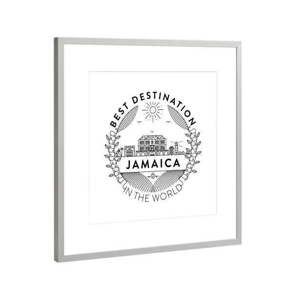 Poster mit Rahmen Silber "Jamaika-Abzeichen" artboxONE - Städte,Reise