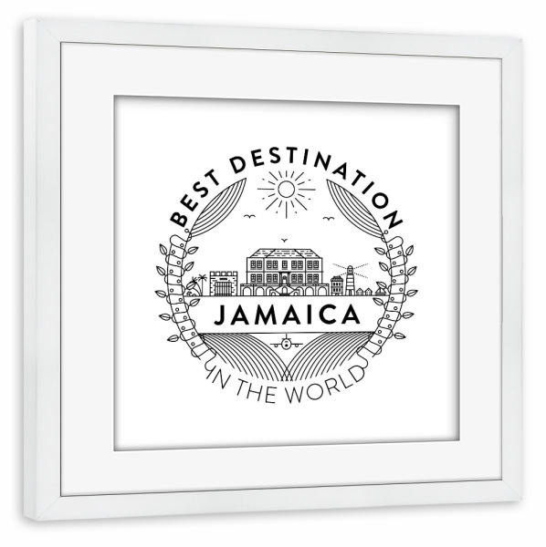 Poster mit Rahmen weiß "Jamaika-Abzeichen" artboxONE - Städte,Reise