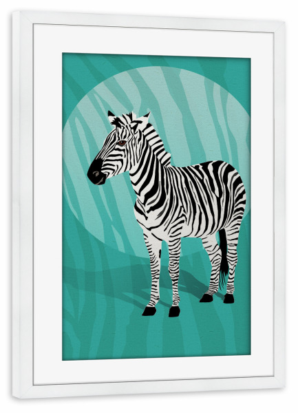 Poster mit Rahmen weiß "Zebra: Modern Art" artboxONE - Natur,Tiere,Abstrakt