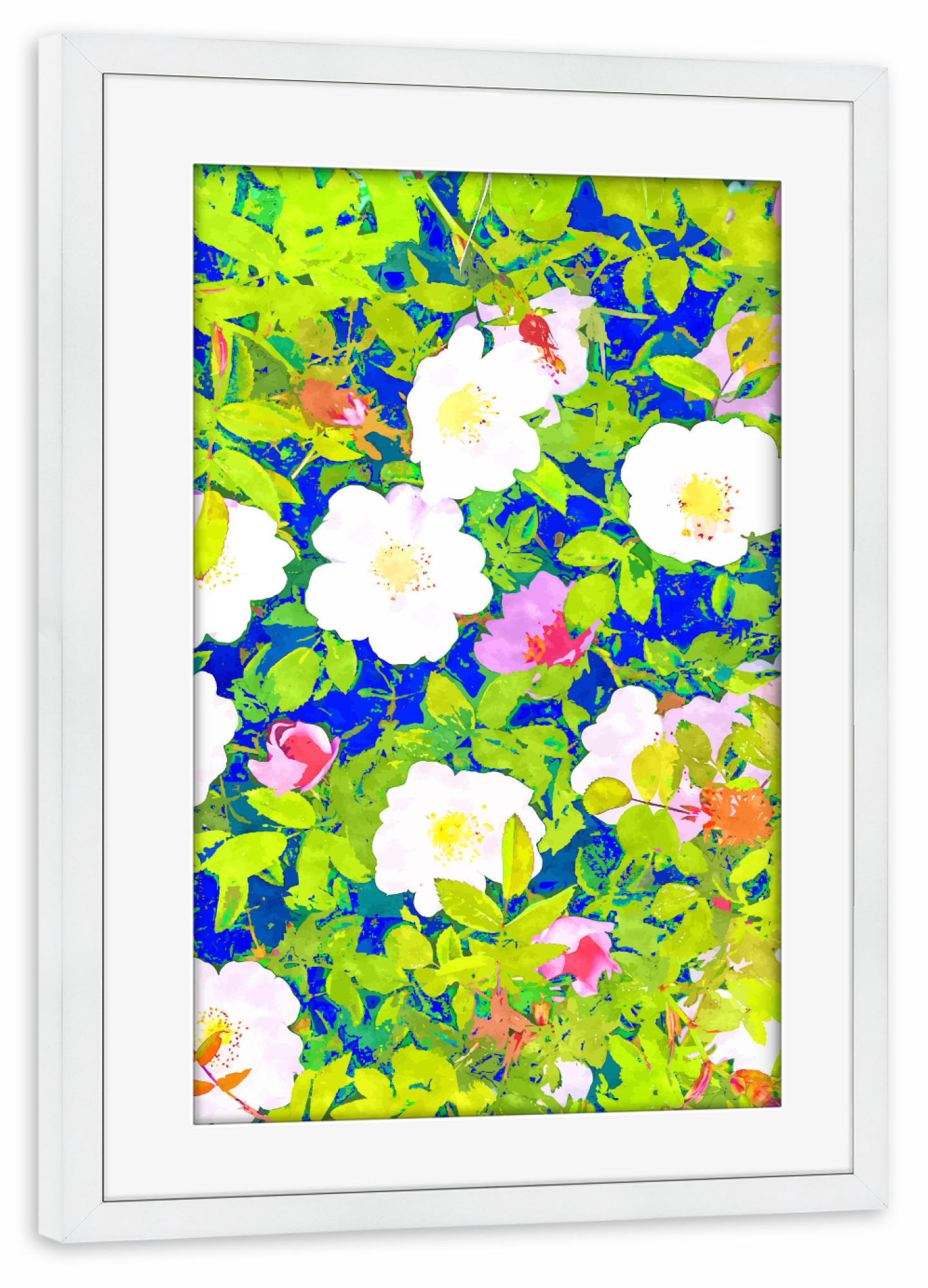 Poster mit Rahmen weiß "Pop-Blumen" artboxONE - Floral