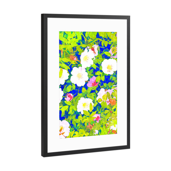 Poster mit Rahmen Schwarz (Metallic) "Pop-Blumen" artboxONE - Floral