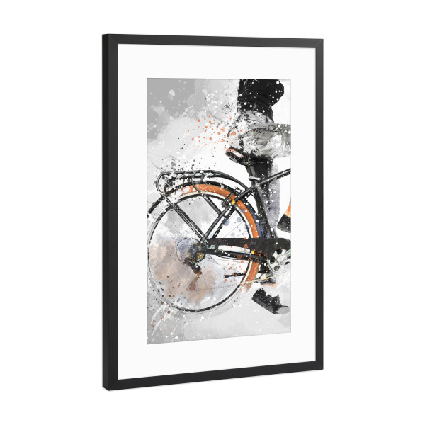 Poster mit Rahmen Schwarz (Metallic) "Biker watercolor art" artboxONE - Sport,Sport / Motivation