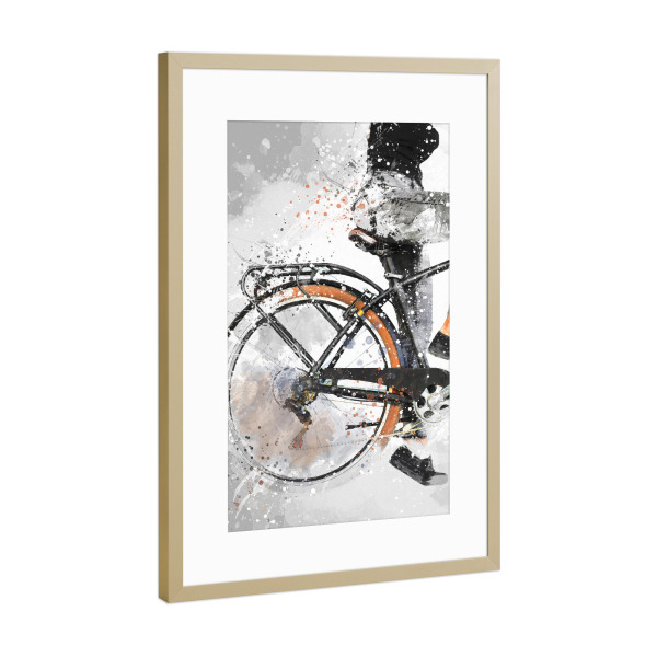 Poster mit Rahmen Gold "Biker watercolor art" artboxONE - Sport,Sport / Motivation - Fahrrad,Biker,Biker,Radfahrer,Radfahren,Fahrrad,Sport,Aquarell