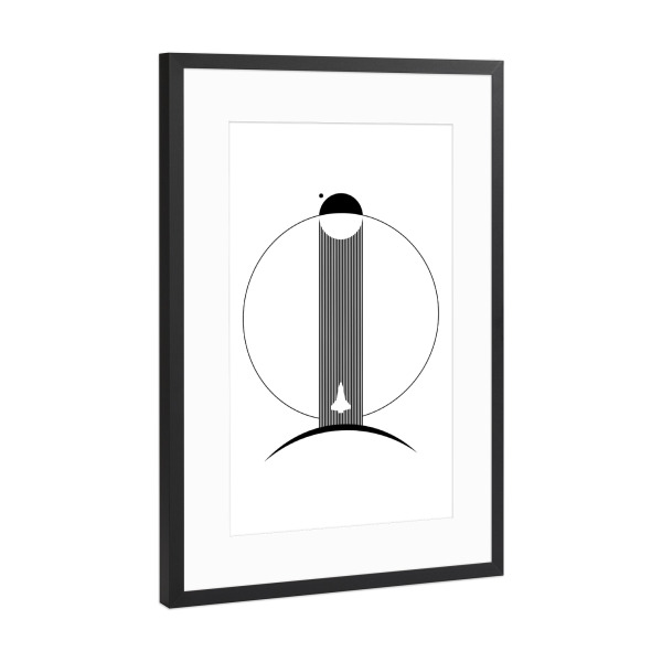 Poster mit Rahmen Schwarz (Metallic) "Lichtjahre" artboxONE - Abstrakt,Geometrie - Raum,Shuttle,Minimal,Geometrisch,Geometrie,Raumfahrt