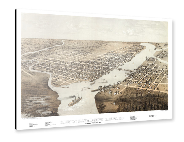 Alu-Dibond "Karte von Green Bay - Wisconsin" 30x20 cm artboxONE