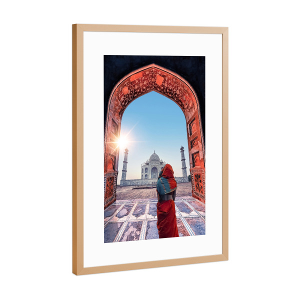 Poster mit Rahmen Kupfer "Eine Reise zum Taj Mahal" artboxONE - Städte,Reise,Architektur,Reise / Asien,Reise / Länder