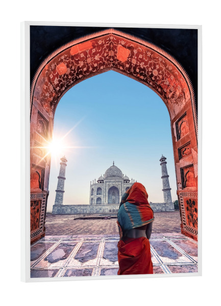 Poster mit weißem Rahmen "Eine Reise zum Taj Mahal" artboxONE - Städte,Reise,Architektur,Reise / Asien,Reise / Länder
