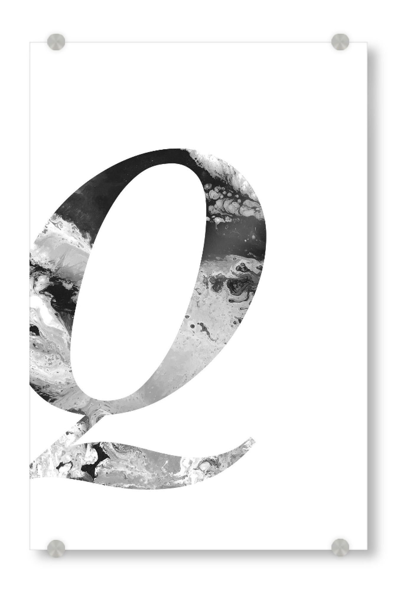 Acrylglasbild "Buchstabe Alphabet Q" artboxONE - Typografie,Schwarzweiß,Buchstaben,Buchstaben / Q