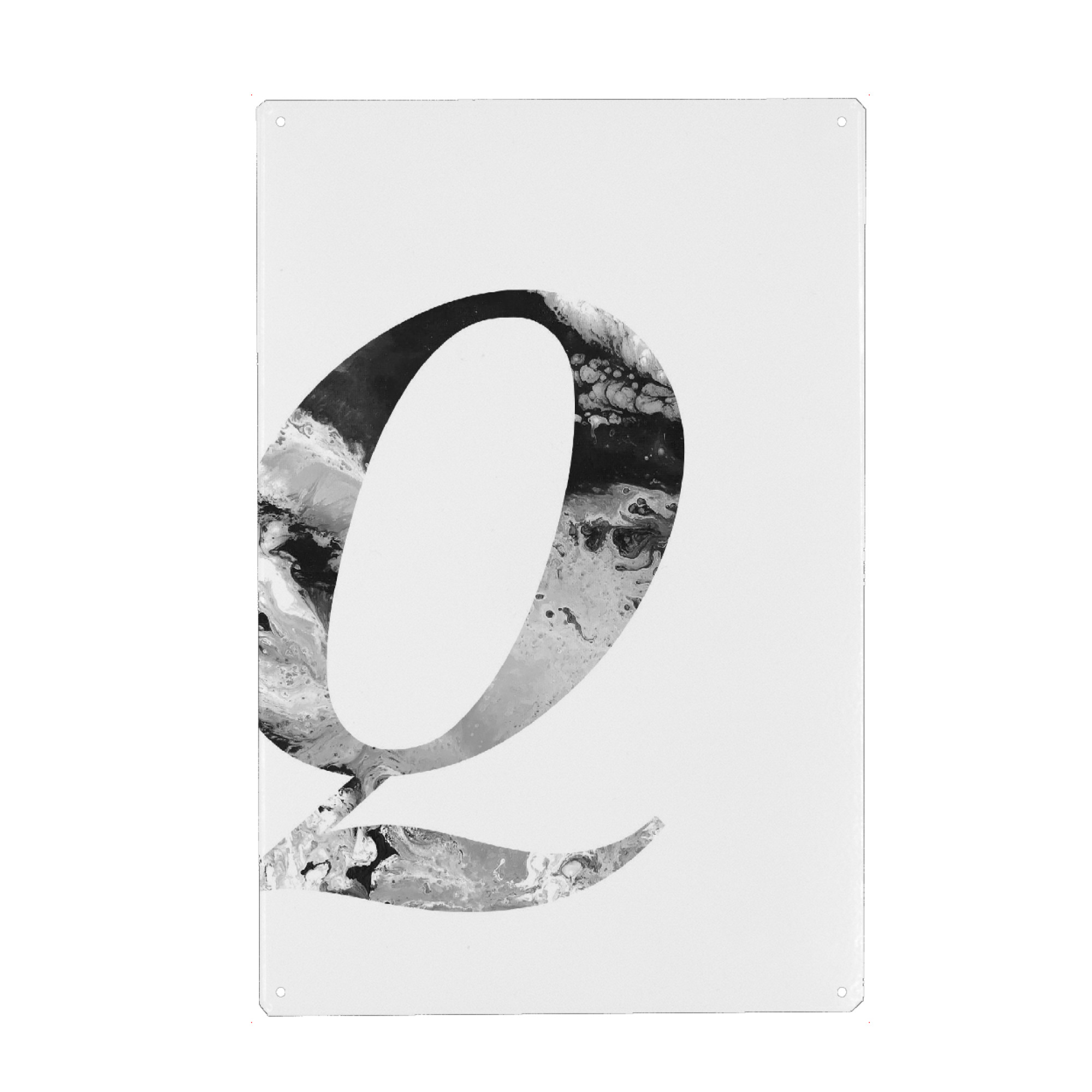 Metall Poster "Buchstabe Alphabet Q" artboxONE - Typografie,Schwarzweiß,Buchstaben,Buchstaben / Q