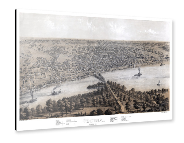Alu-Dibond "Antike Karte von Peoria-Illinois" 30x20 cm artboxONE