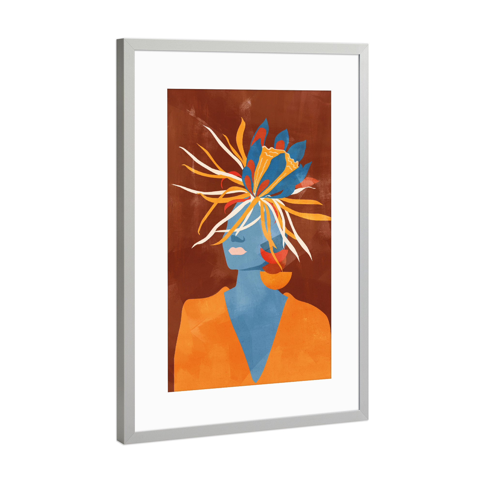 Poster mit Rahmen Silber "Frühlingsfrau von TAS" artboxONE - Natur,Floral,Abstrakt