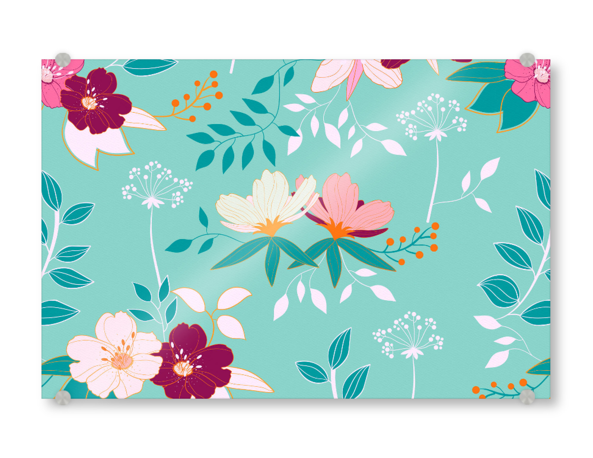 Acrylglasbild "Sommerlich-frischer Blumentraum" artboxONE - Typografie,Floral