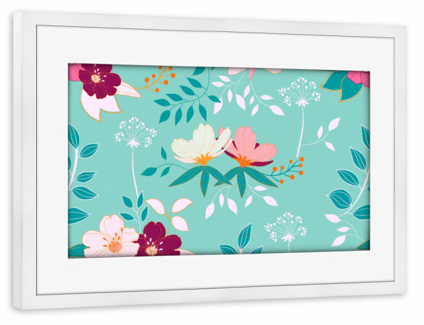 Poster mit Rahmen weiß "Sommerlich-frischer Blumentraum" artboxONE - Typografie,Floral