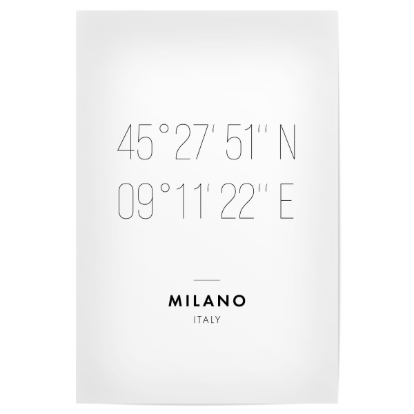 Poster "Koordinaten Mailand" artboxONE - Städte,Reise,Schwarzweiß,Städte / Mailand,Kartografie