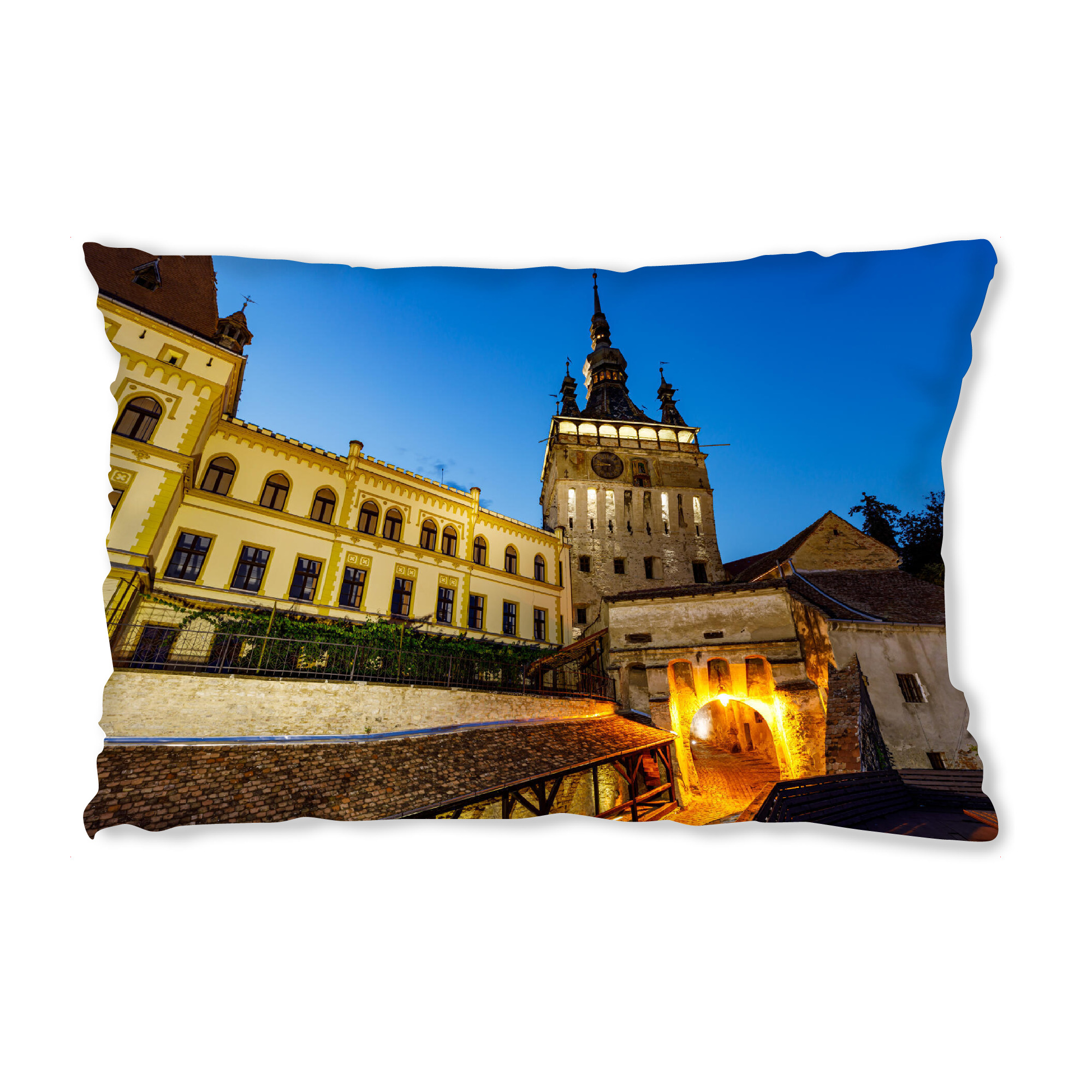 Design-Kissen "Schäßburg in Rumänien" artboxONE - Städte,Architektur - Schäßburg,Sighisoara,Rumänien,Siebenbürgen,Burg,Turm,Dracula,Mittelalter