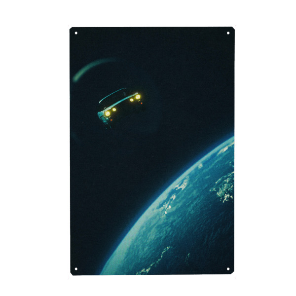 Metall Poster "Autoreise im Weltraum" artboxONE - Reise,Automobile,Galaxy,Lustig