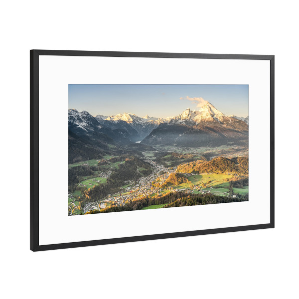 Poster mit Rahmen Schwarz (Metallic) "Blick ins Berchtesgadener Land" artboxONE - Natur,Reise,Reise / Länder