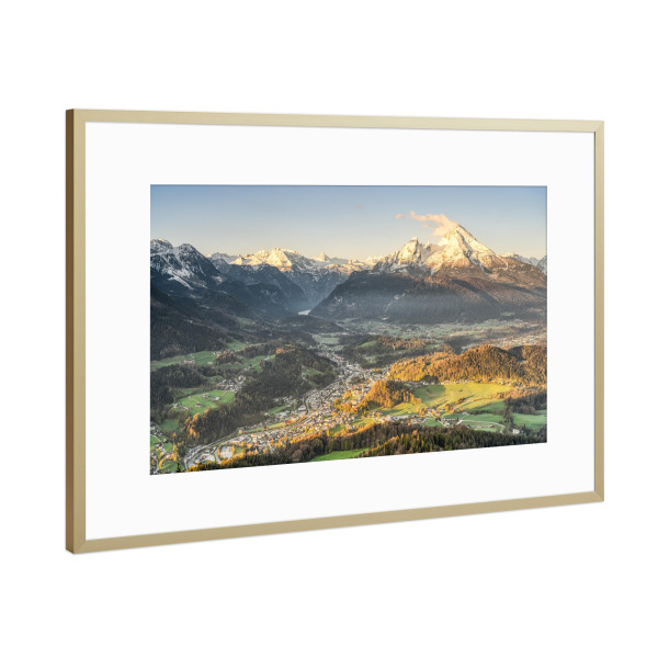 Poster mit Rahmen Gold "Blick ins Berchtesgadener Land" artboxONE - Natur,Reise,Reise / Länder
