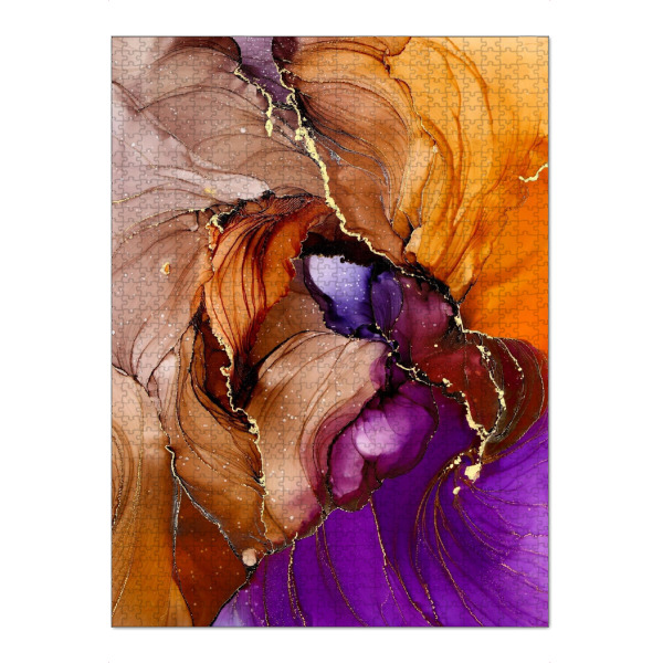 Puzzle Ravensburger "Tango" artboxONE - Abstrakt - Alcoholink,Abstraktekunst,Abstract,Art,Alkoholtinte,Gold,Tango - Bild alcoholink