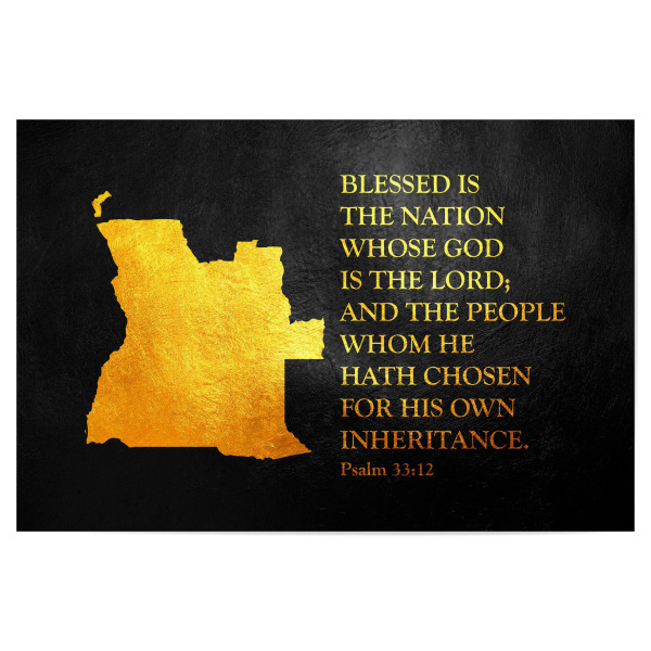 Poster "Angola-Bibelvers-Goldkarte" artboxONE - Reise / Länder - Angola,Gold,Karte